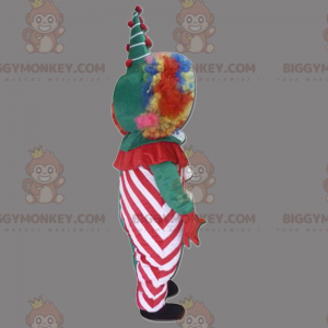 Clown BIGGYMONKEY™ mascottekostuum met regenbooghaar -