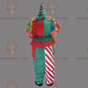 Traje de mascote de palhaço BIGGYMONKEY™ com cabelo arco-íris –