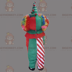 Clown BIGGYMONKEY™ Mascot Costume with Rainbow Hair –