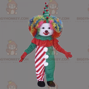 Clown BIGGYMONKEY™ mascottekostuum met regenbooghaar -