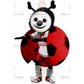 Ladybug BIGGYMONKEY™ Mascot Costume In Soccer Outfit -