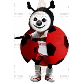 Ladybug BIGGYMONKEY™ Mascot Costume In Soccer Outfit –