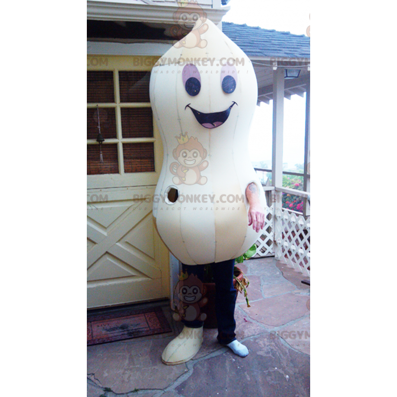 Giant Smiling White Peanut BIGGYMONKEY™ Mascot Costume –