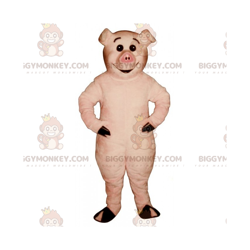 Costume de mascotte BIGGYMONKEY™ de cochon au grand sourire -