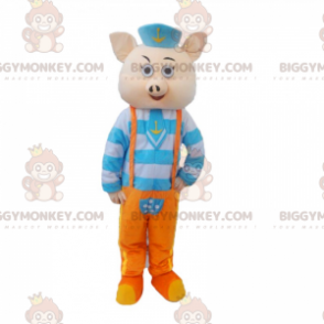 Costume de mascotte BIGGYMONKEY™ de cochon en tenue de marin