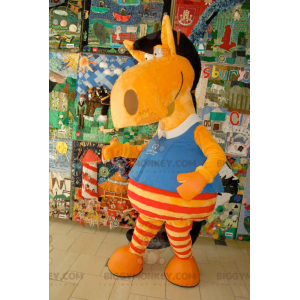 Costume de mascotte BIGGYMONKEY™ de cheval orange rouge et noir