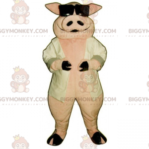 Στολή μασκότ BIGGYMONKEY™ για γουρούνια και σκούρα γυαλιά -