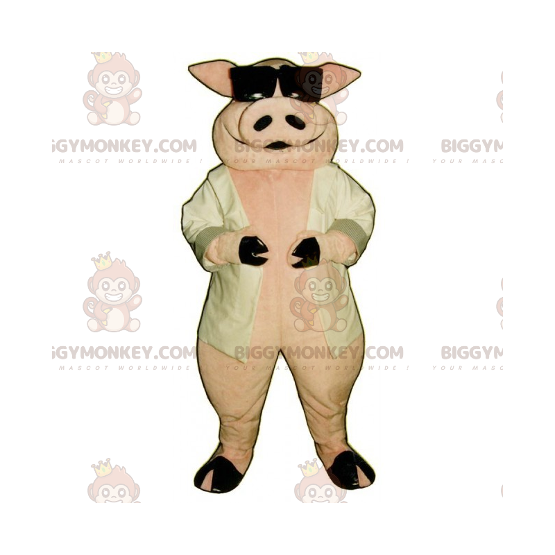 Traje de Mascote de Porco e Óculos Escuros BIGGYMONKEY™ –