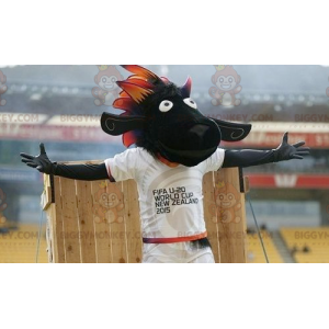 Disfraz de mascota BIGGYMONKEY™ de oveja negra FIFA 2015 -