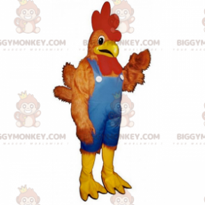 Costume de mascotte BIGGYMONKEY™ de coq en salopette -