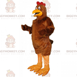 Costume da mascotte gallo marrone con stemma rosso BIGGYMONKEY™