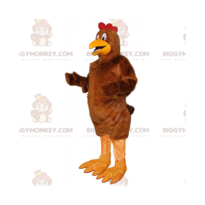 Costume da mascotte gallo marrone con stemma rosso BIGGYMONKEY™