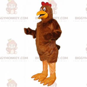 Traje de mascote BIGGYMONKEY™ de galo marrom com crista