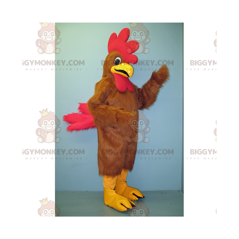 Brauner Hahn mit Big Red Crest BIGGYMONKEY™ Maskottchen-Kostüm