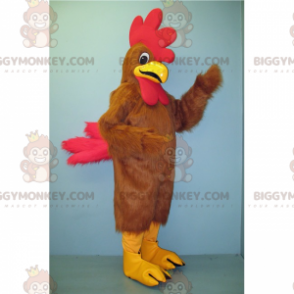 Brauner Hahn mit Big Red Crest BIGGYMONKEY™ Maskottchen-Kostüm