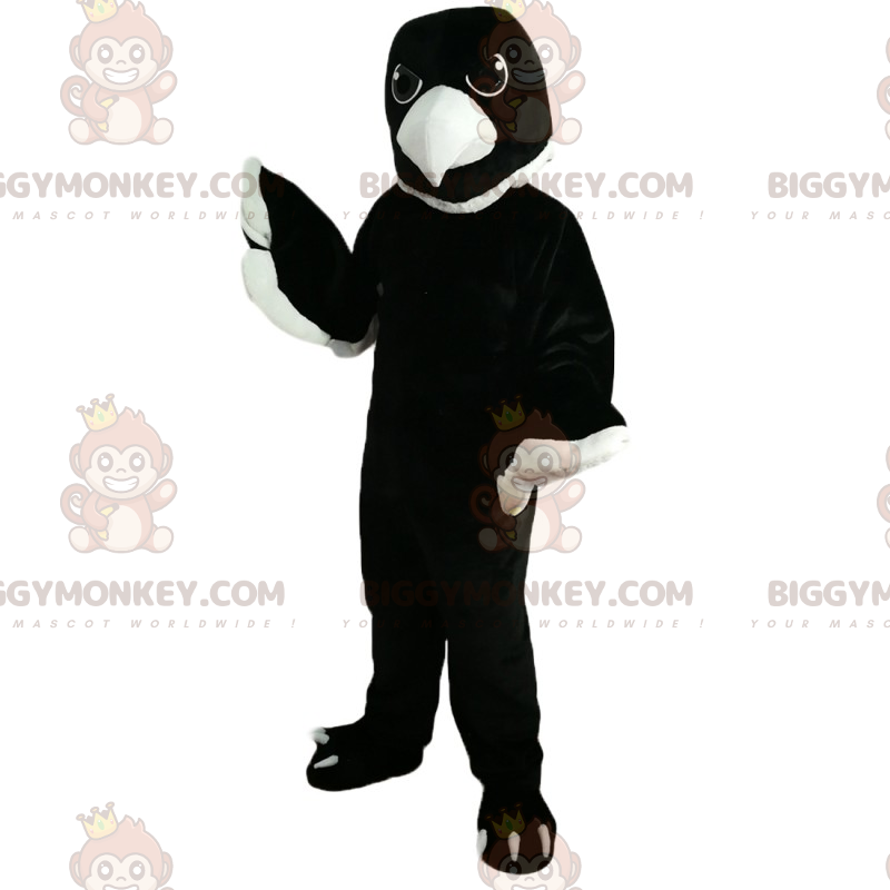 Disfraz de mascota BIGGYMONKEY™ de cuervo con pico blanco -