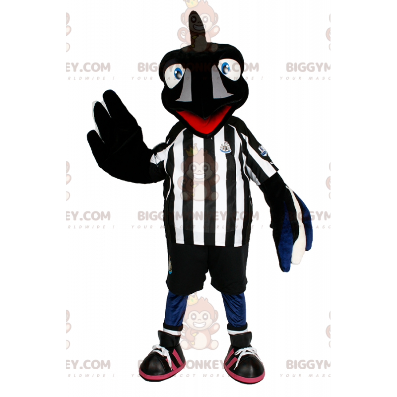 Kostým maskota BIGGYMONKEY™ Raven ve fotbalovém oblečení –