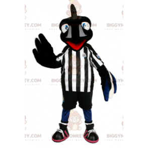 Costume de mascotte BIGGYMONKEY™ de corbeau en tenue de soccer