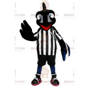 Disfraz de mascota de cuervo BIGGYMONKEY™ con atuendo de fútbol