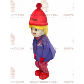 BIGGYMONKEY™ klein blond meisje in ski-outfit mascottekostuum -