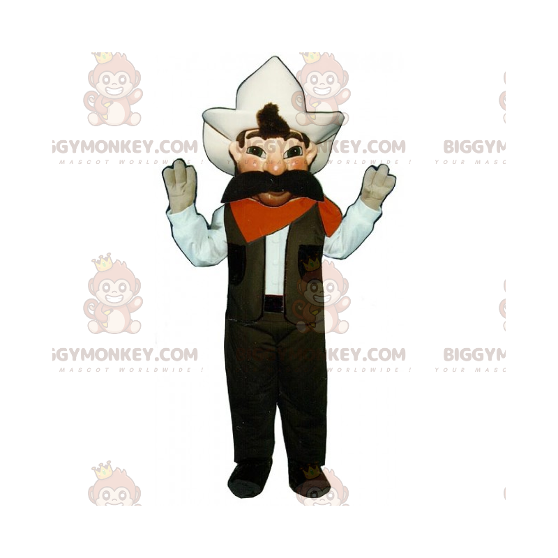 Costume da mascotte BIGGYMONKEY™ con baffi da cowboy -