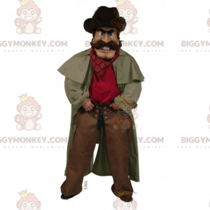 Cowboy BIGGYMONKEY™ maskotkostume med lang frakke -