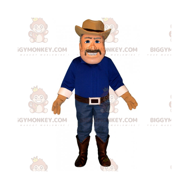 Blaues Hemd Cowboy BIGGYMONKEY™ Maskottchen-Kostüm -