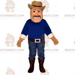 Traje de mascote de caubói de camisa azul BIGGYMONKEY™ –