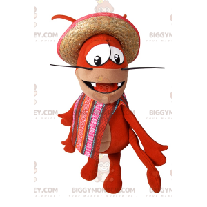 Disfraz de mascota Cangrejo BIGGYMONKEY™ con poncho y sombrero