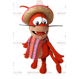 Traje de mascote de caranguejo BIGGYMONKEY™ com poncho e chapéu