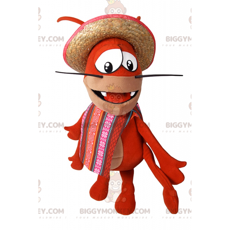 Crab BIGGYMONKEY™ Mascot Costume with Poncho and Hat –