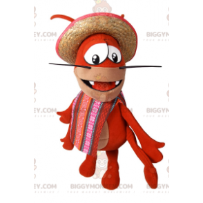 Crab BIGGYMONKEY™ Mascot Costume with Poncho and Hat –