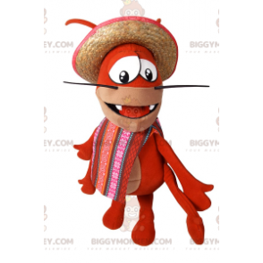 Disfraz de mascota Cangrejo BIGGYMONKEY™ con poncho y sombrero