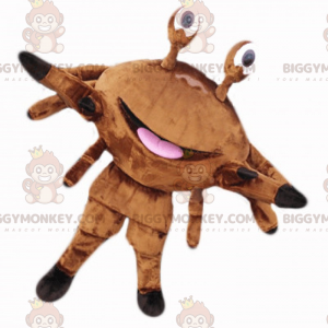 Bruine krab met grote glimlach BIGGYMONKEY™ mascottekostuum -
