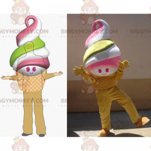 Costume da mascotte BIGGYMONKEY™ gelato colorato sorridente -
