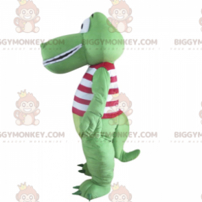 Costume de mascotte BIGGYMONKEY™ de croco avec marinière rouge