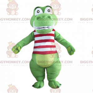 Krokodil BIGGYMONKEY™ mascottekostuum met rode matrozentop -