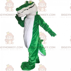 Krokodil BIGGYMONKEY™ mascottekostuum met groene ogen -