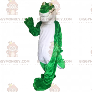 Traje de mascote de crocodilo BIGGYMONKEY™ com olhos verdes –