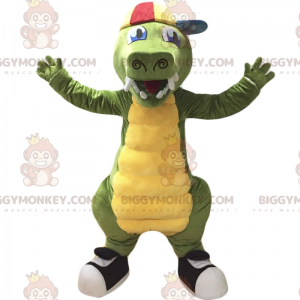 Crocodile BIGGYMONKEY™ Mascot Costume with Cap and Sneakers –