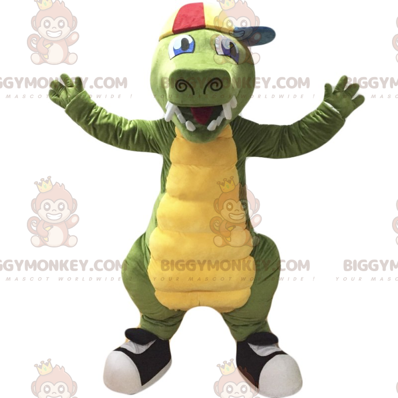 Crocodile BIGGYMONKEY™ maskottiasu, lippalakki ja tennarit -