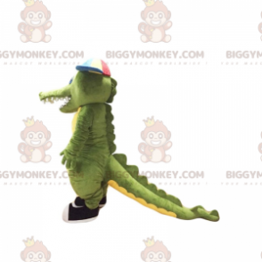 Krokodil BIGGYMONKEY™ mascottekostuum met pet en sneakers -