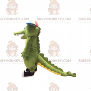 Krokodil BIGGYMONKEY™ Maskotdräkt med keps och sneakers -
