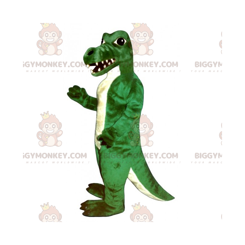Traje de mascote de crocodilo branco e verde BIGGYMONKEY™ –