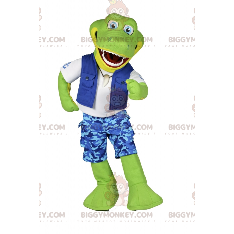 Crocodile BIGGYMONKEY™ maskottiasu Fisherman-asussa -