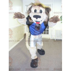 Disfraz de mascota BIGGYMONKEY™ de un león beige y marrón con