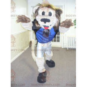 Costume de mascotte BIGGYMONKEY™ de lion beige et marron avec