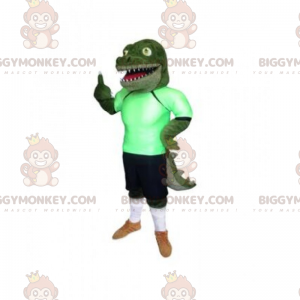 Kostým maskota krokodýla BIGGYMONKEY™ ve fotbalovém obleku –