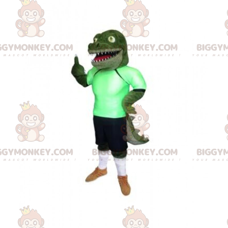 Costume da mascotte coccodrillo BIGGYMONKEY™ in tuta da calcio