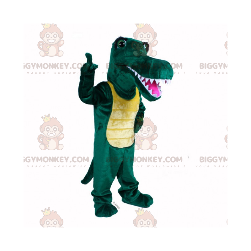 Kostium maskotki uśmiechnięty krokodyl BIGGYMONKEY™ -